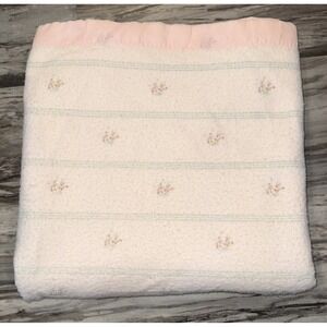 Vintage Chatham Blanket Thick Warm Floral Tulip Flowers Light Peach 88X87 Read